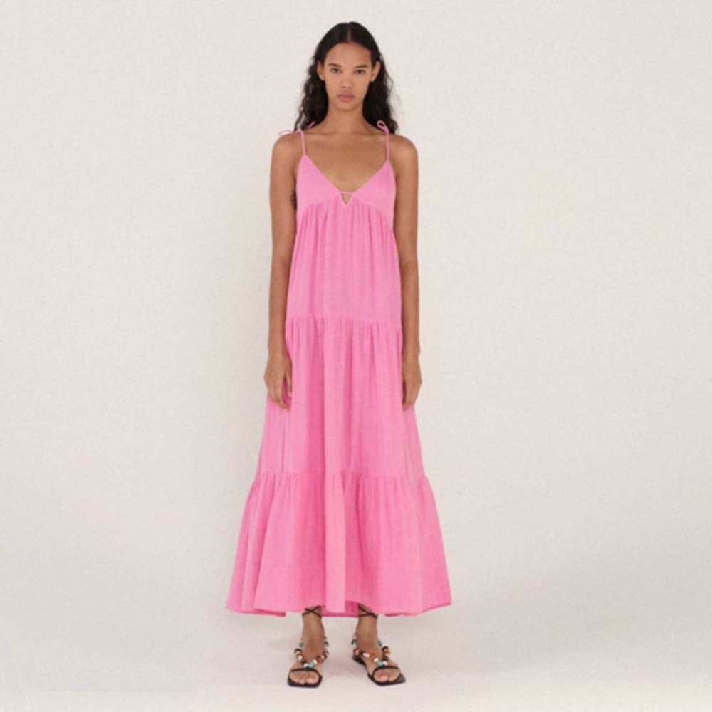 ZARA Tiered Chiffron Midi Dress